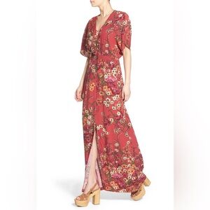 Wayf Floral Burgundy Maxi Dress NWOT